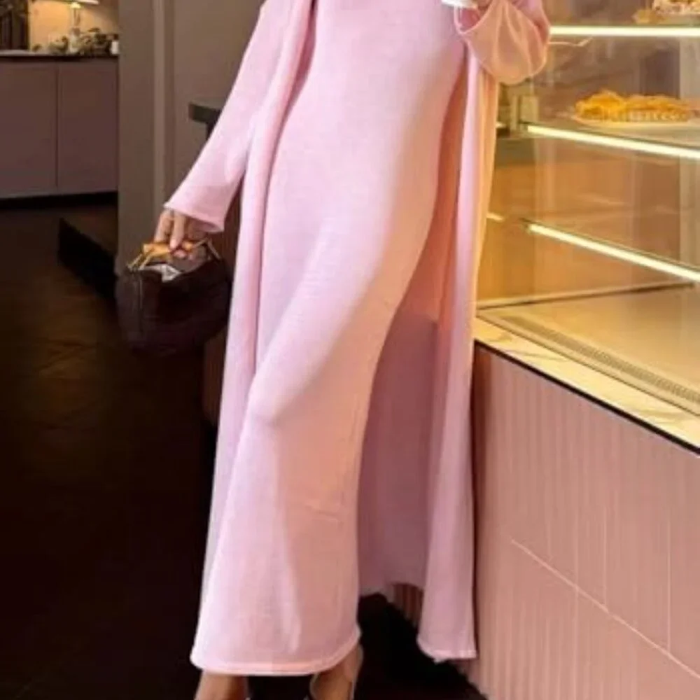 Knit Sweater Set Bodycon Maxi Dress Duster Cardigan Lounge Outfit Elegant